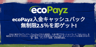 ecoPayz入金キャッシュバック無制限2.5%を即ゲット!