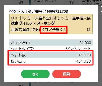 スコア予想にベット