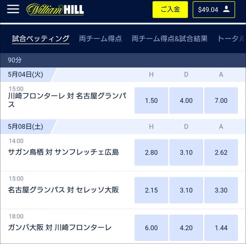 ウィリアムヒルの出金手順03